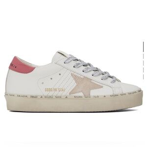 Golden Goose Hi Star Sneaker White Pink Silver Cream NIB Auth